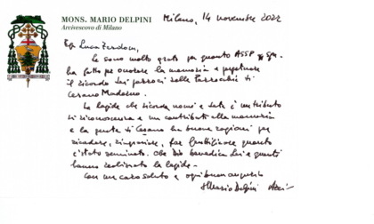 L'Arcivescovo Delpini scrive ad Assp: "Grato per la lapide che ricorda i parroci"