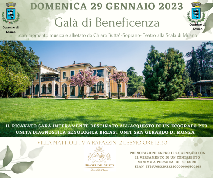 Il Comune di Lesmo al fianco del San Gerardo con un Galà di Beneficenza