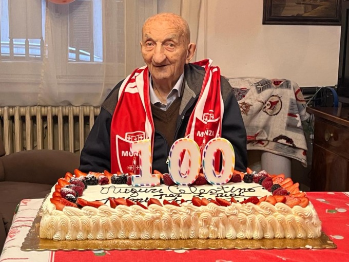 Cento anni da tifoso, dal Monza gli auguri a Celestino