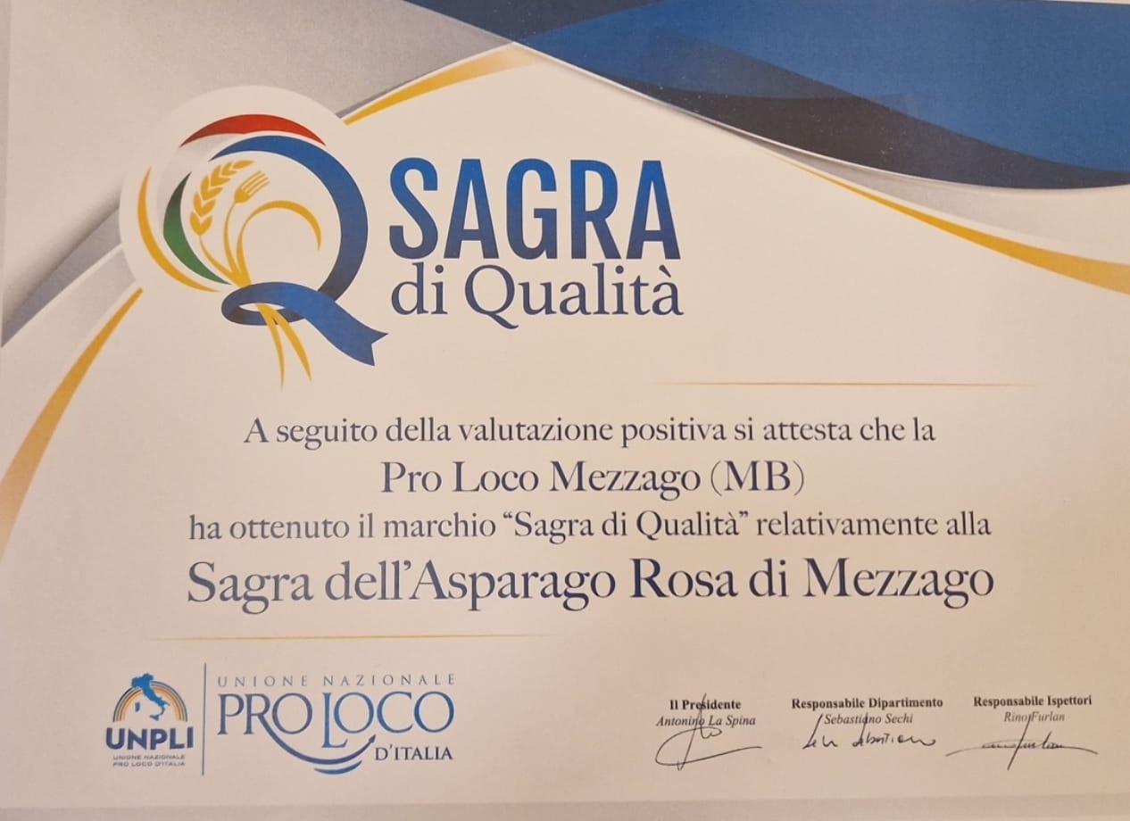 Mezzago Asparago rosa sagra di qualità Pro Loco premiata al Senato