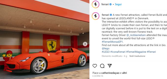 Dall’incontro tra Ferrari e LEGO nasce la Monza SP1 fatta con 400mila mattoncini