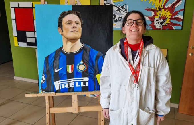 Il dipinto di Emily per Javier Zanetti… che la ringrazia via social