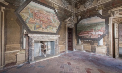 A Palazzo Arese Borromeo iniziato il restauro della Sala del Castello