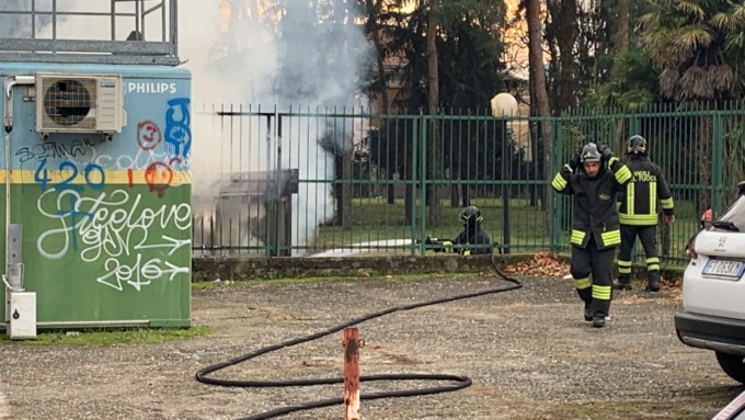 Colonna di fumo in centro a Vimercate