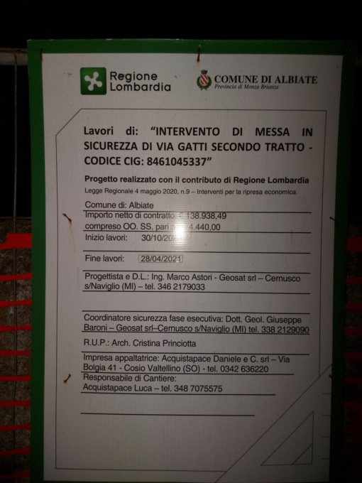 Fine lavori nel 2021? Il cartello è un mistero
