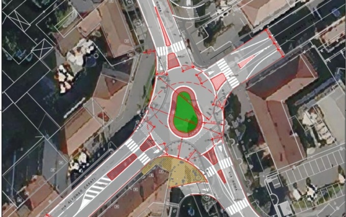 Ecco come sarà la  nuova rotonda a “fagiolo” tra via Roma e via Casati