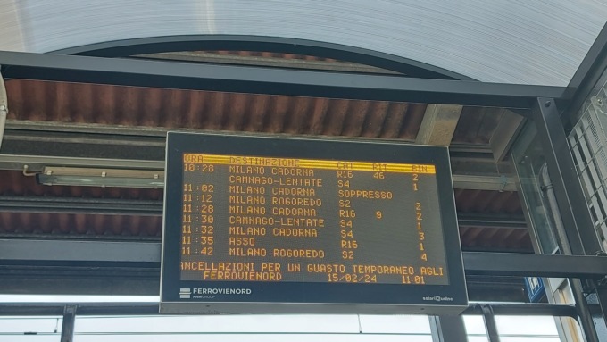 A Seveso guasto all’impianto di circolazione: treni in ritardo o cancellati