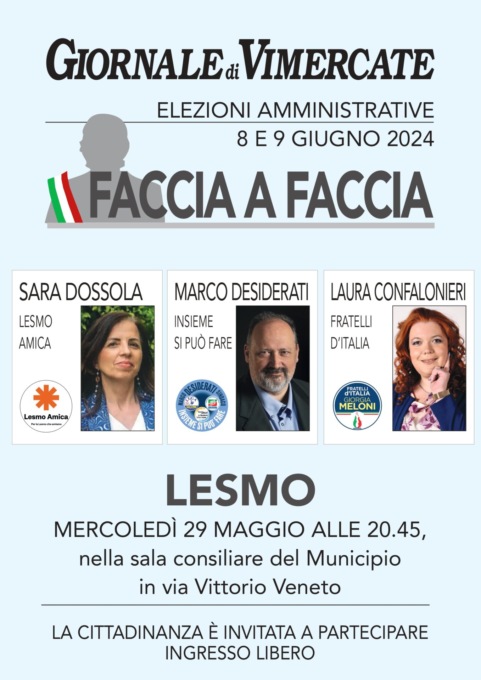 Elezioni a Lesmo: questa sera il faccia a faccia tra i candidati sindaco
