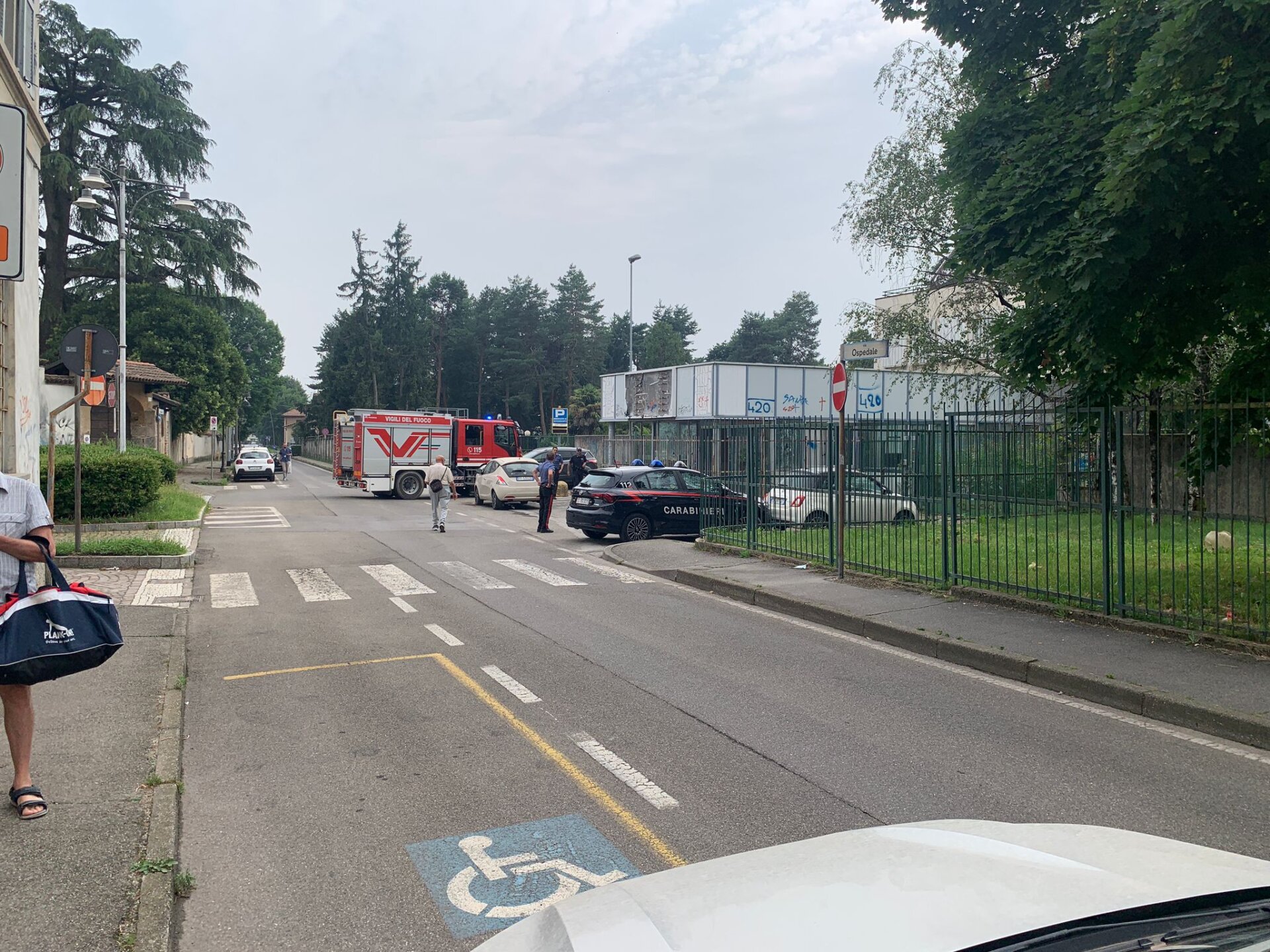 Vimercate incendio ex vecchio ospedale