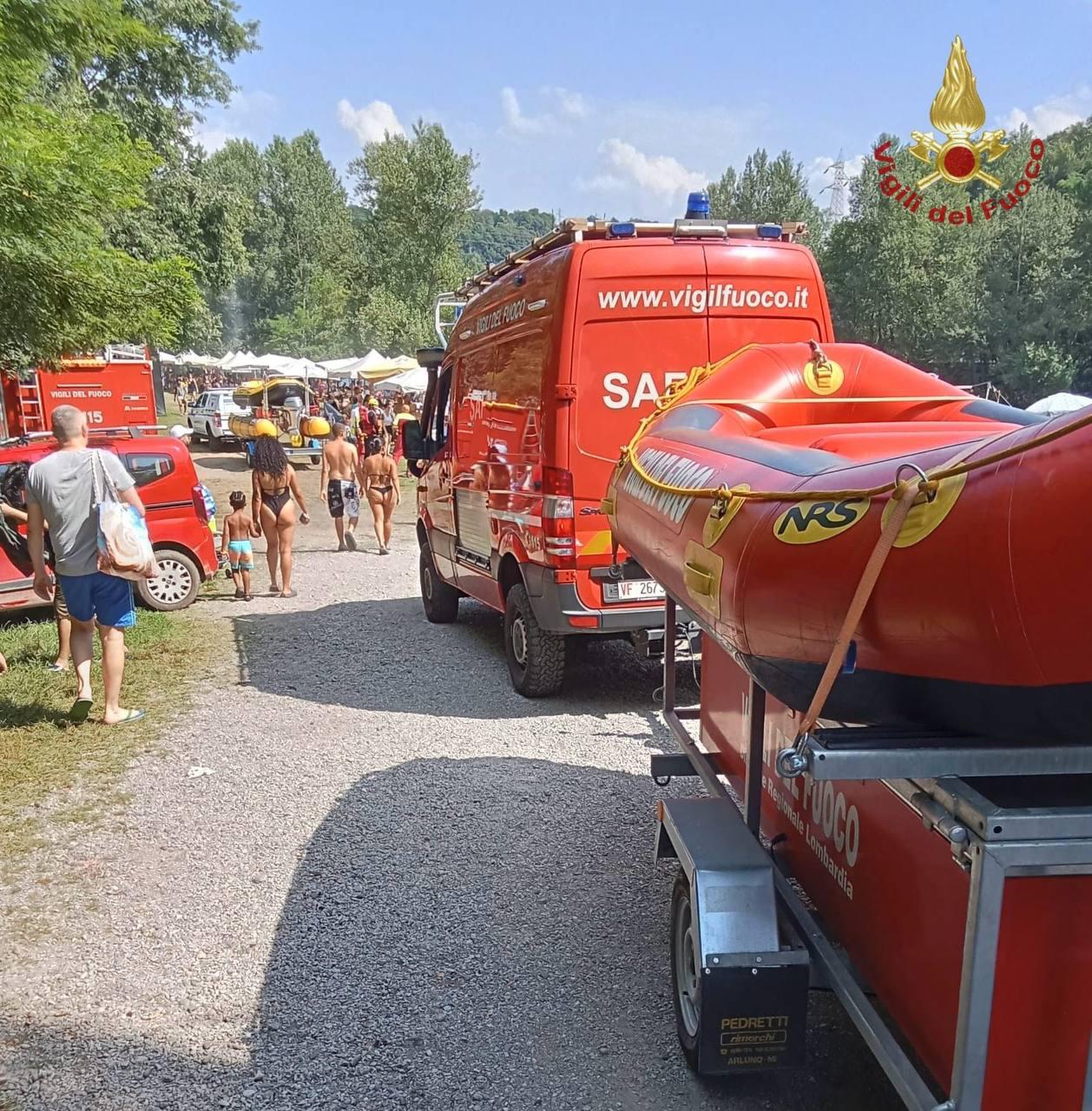 Cornate ricerche ragazzo che si è tuffato nel fiume Adda e non è riemerso Vigili del fuoco sommozzatori