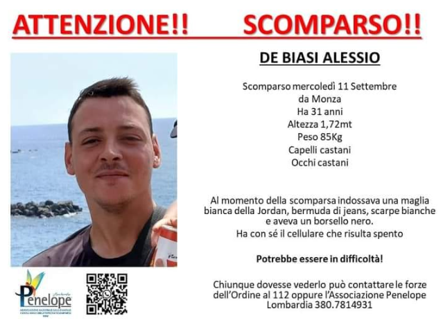 I messaggi alla moglie, poi telefono spento: Alessio De Biasi è scomparso