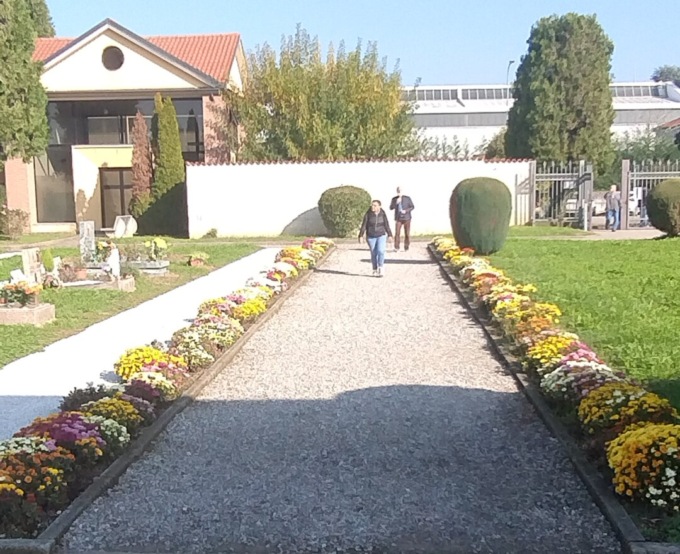 A Bernareggio i crisantemi non si buttano, ma decorano le aiuole del cimitero