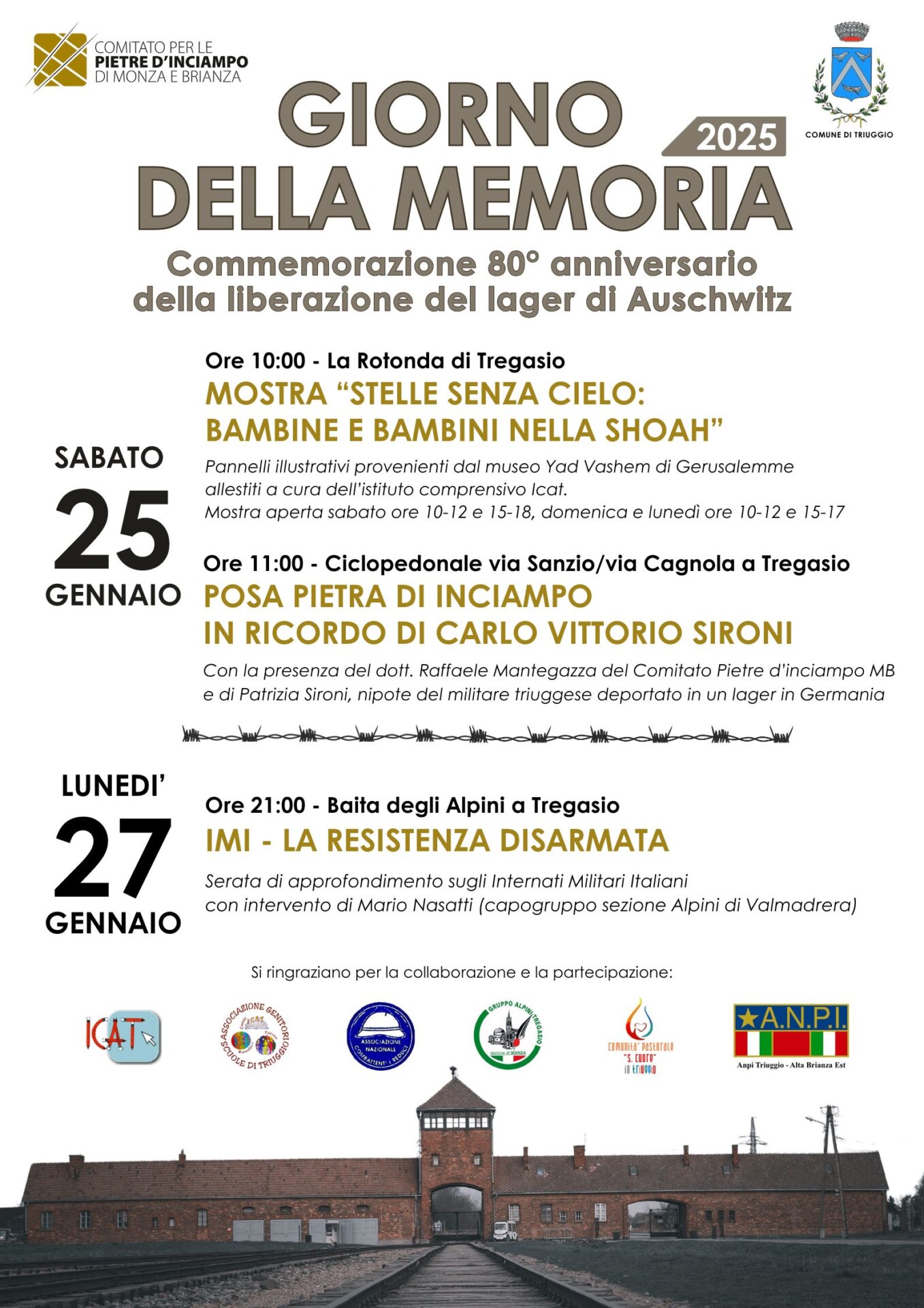 Manifesto eventi per il Giorno della Memoria