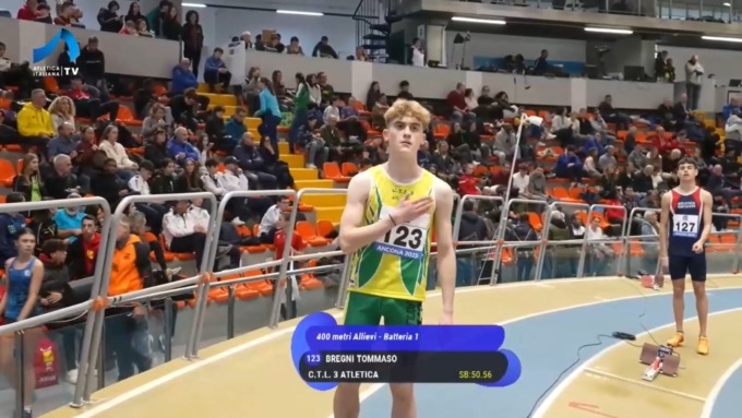 Campionati italiani allievi indoor: un bel quinto posto per Tommaso Bregni