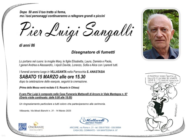 “Dopo 50 anni il tuo tratto si è fermato”: addio al “papà” italiano di Braccio di Ferro