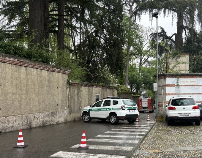 Pianta a rischio caduta nel parco di villa Cusani, chiusa via Romagnosi