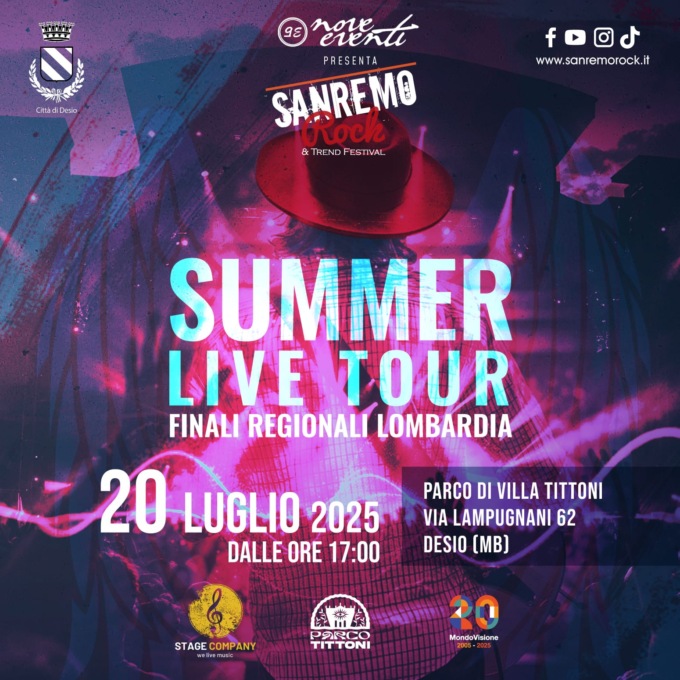 A  Parco Tittoni le finali regionali del Sanremo Rock & Trend Festival 2025