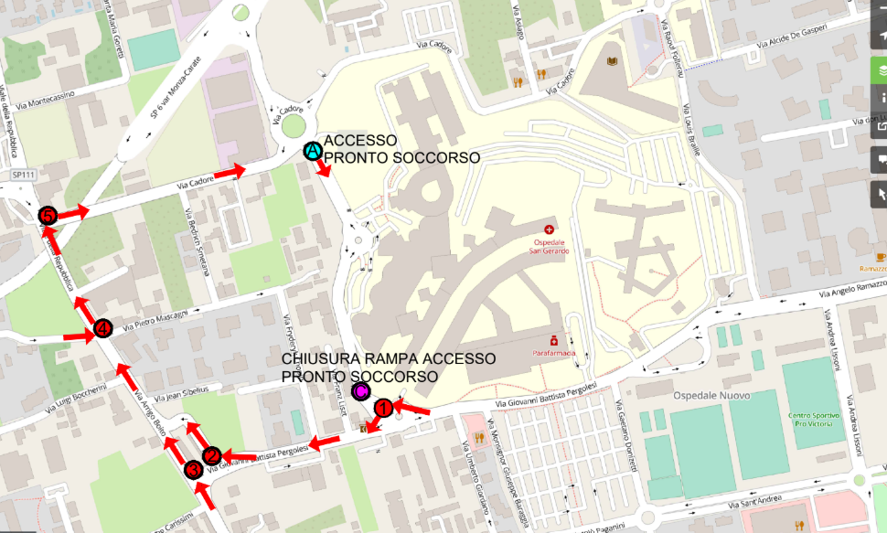 Accesso al Pronto Soccorso del San Gerardo, dal 15 al 20 settembre modifiche alla viabilità
