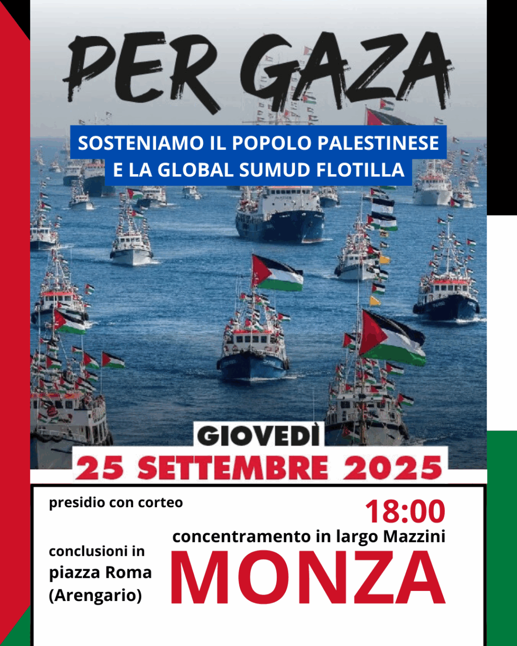 Attacco alla Global Sumud Flotilla, la Brianza scende in piazza