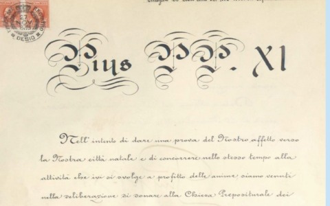 Ritrovato l’atto notarile del 1936 con cui Papa Pio XI donò alla parrocchia l’oratorio femminile e l’asilo San Giuseppe