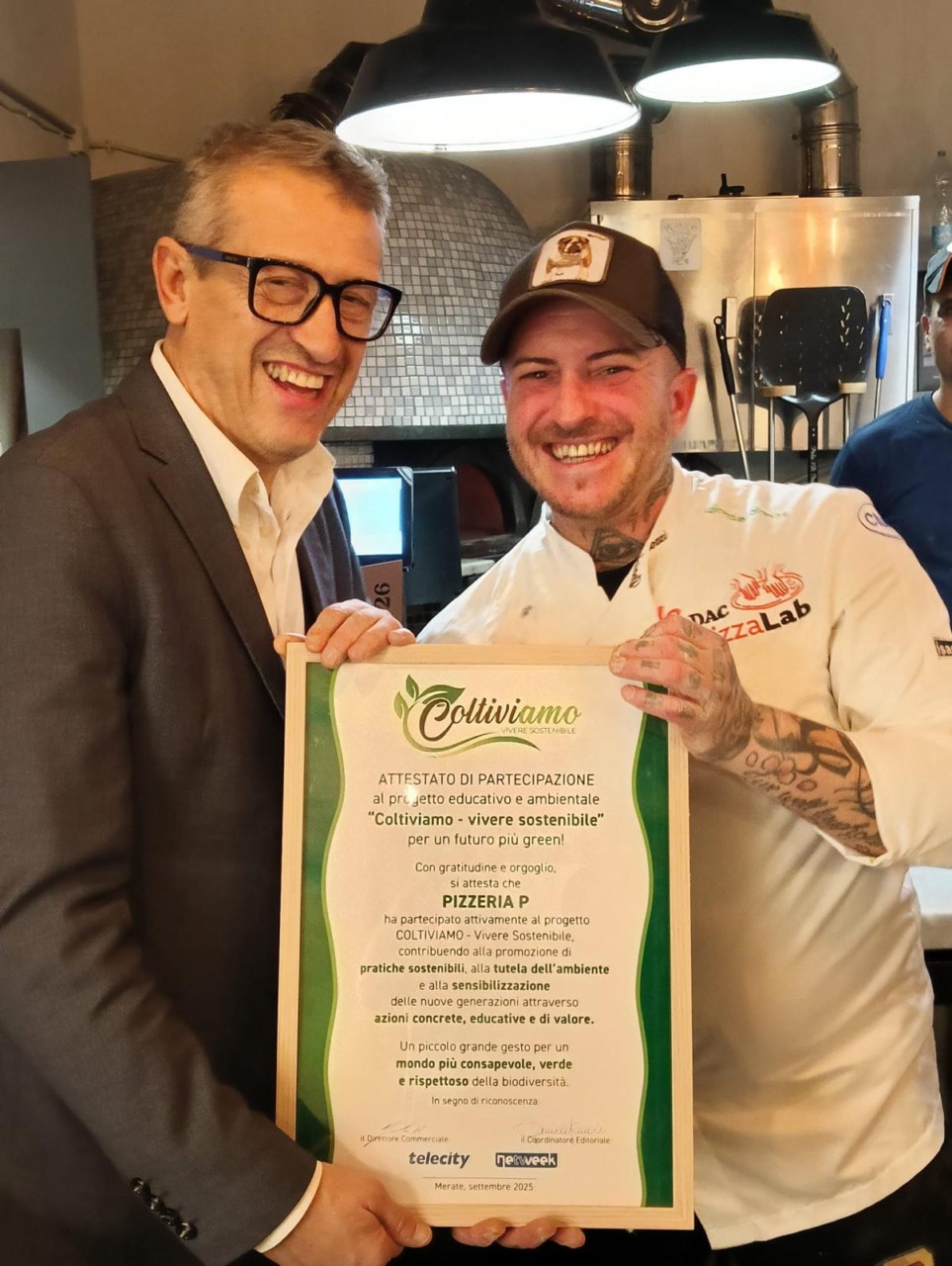 L’attestato “Coltiviamo” alla Pizzeria P di Lissone