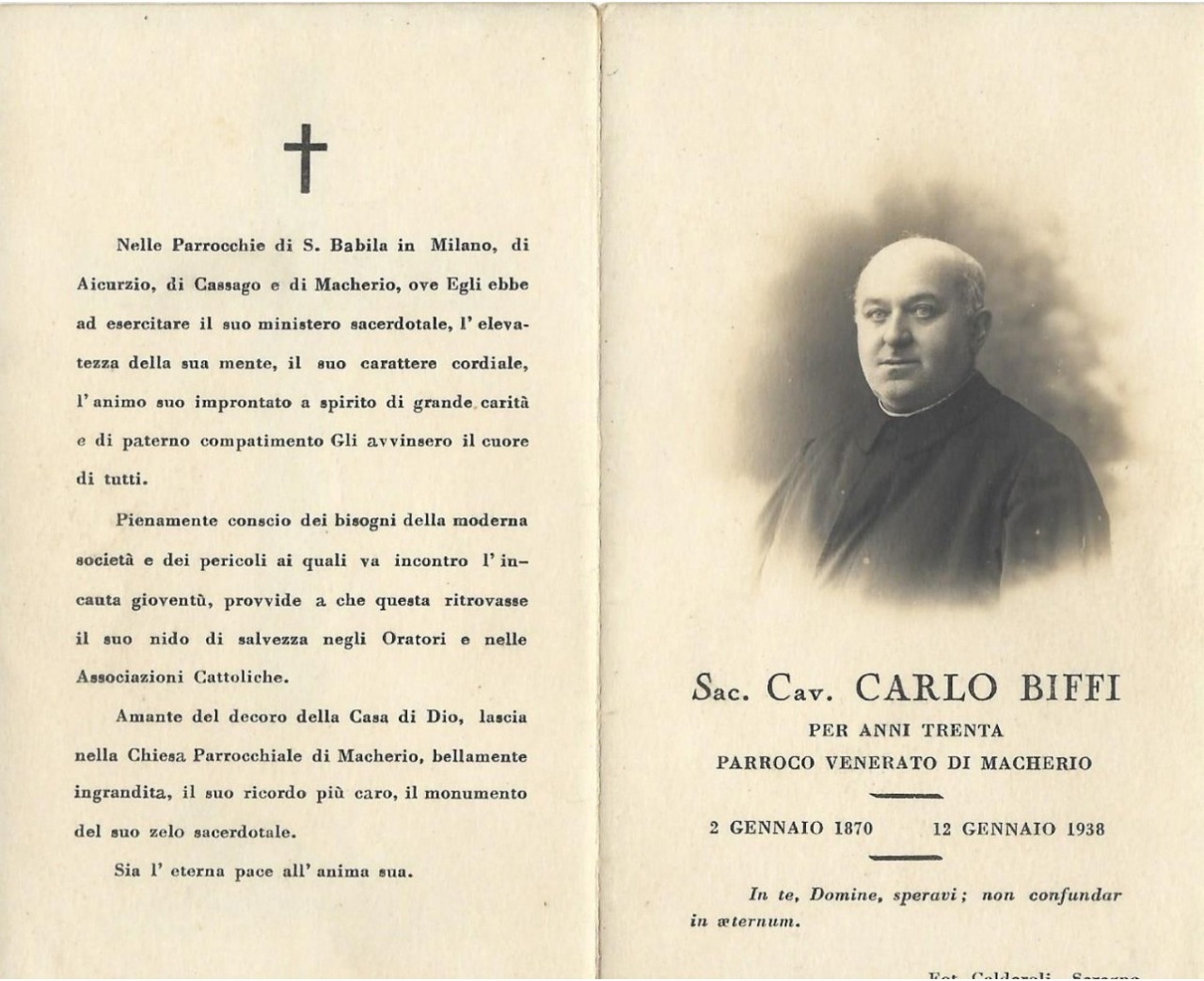 L’omaggio di Macherio a don Carlo Biffi