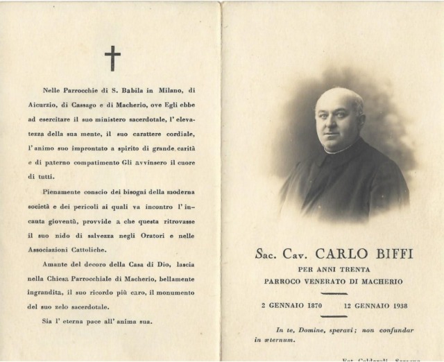 L’omaggio di Macherio a don Carlo Biffi