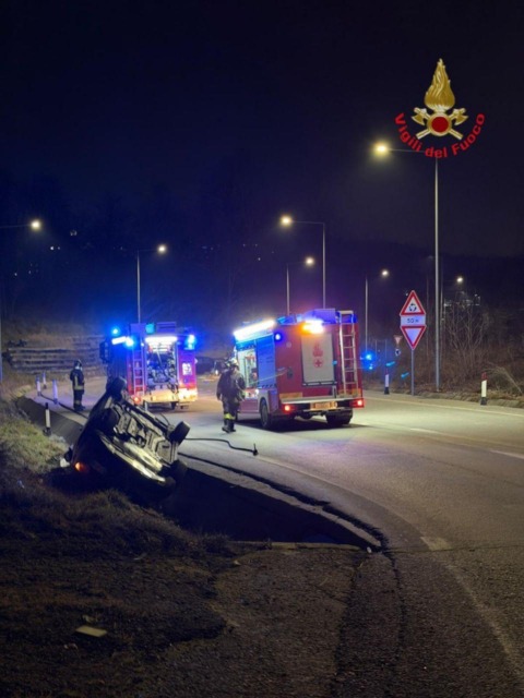 Giussano, ribaltamento auto