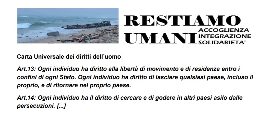 Restiamo umani: un presidio in difesa dei migranti