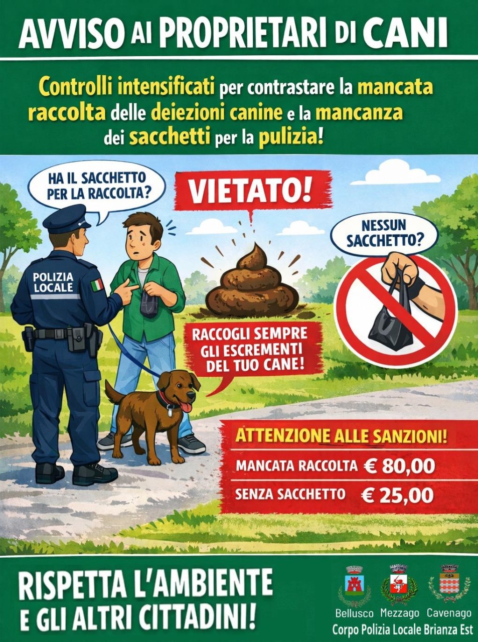 Deiezioni canine: scatta la tolleranza zero