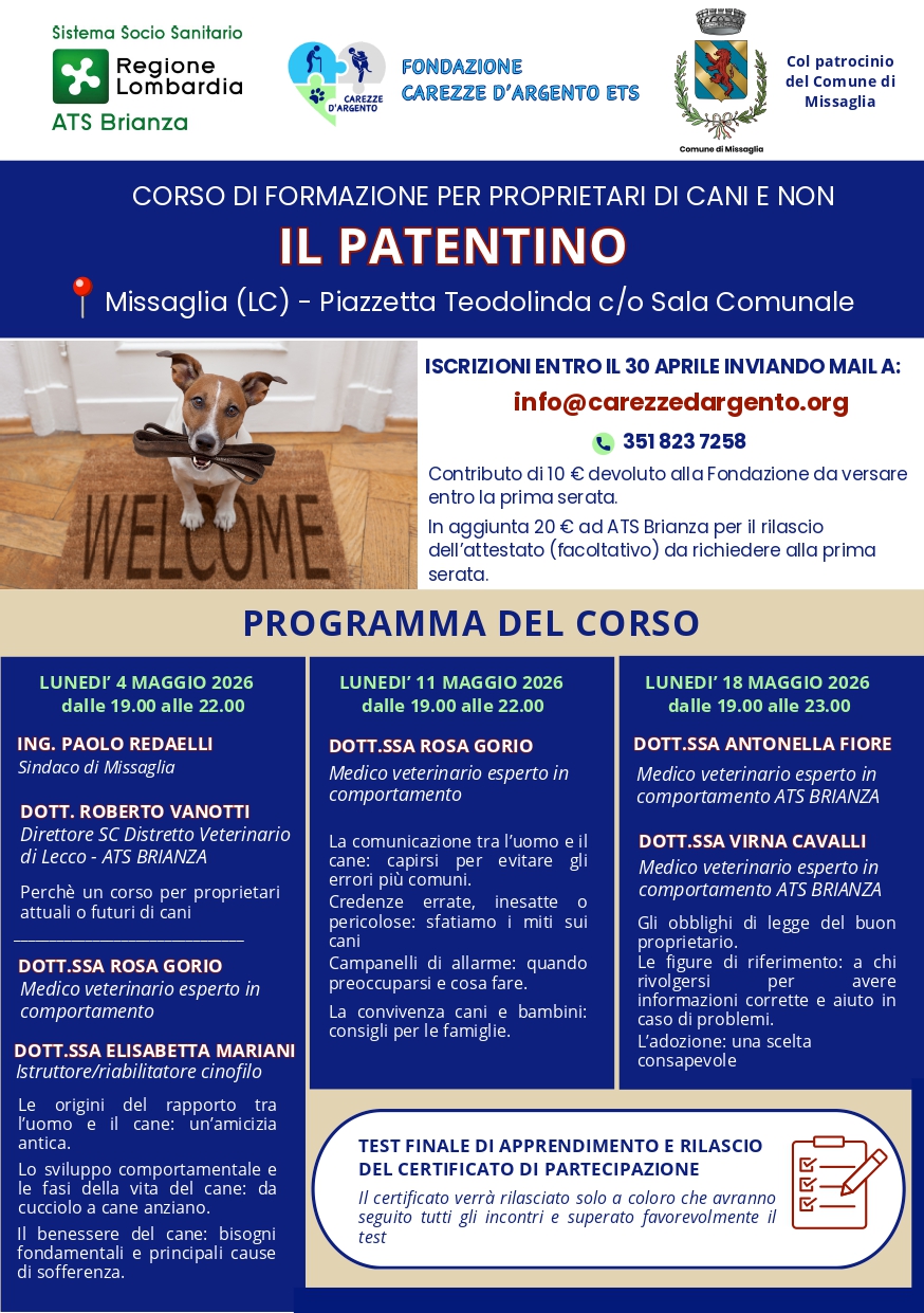 Due corsi di formazione per proprietari di cani
