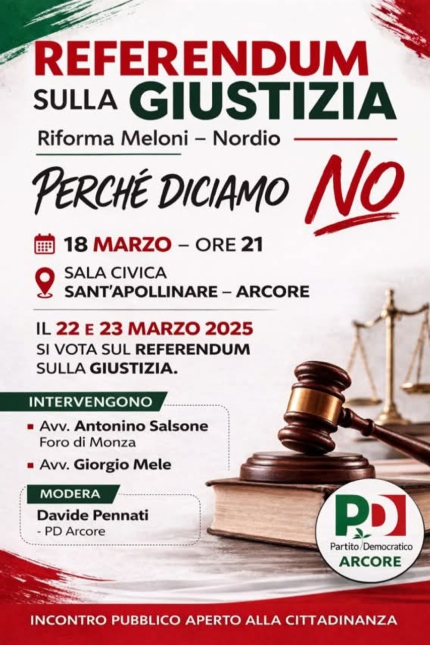 Arcore si prepara al Referendum sulla Giustizia: tre incontri per informarsi e confrontarsi