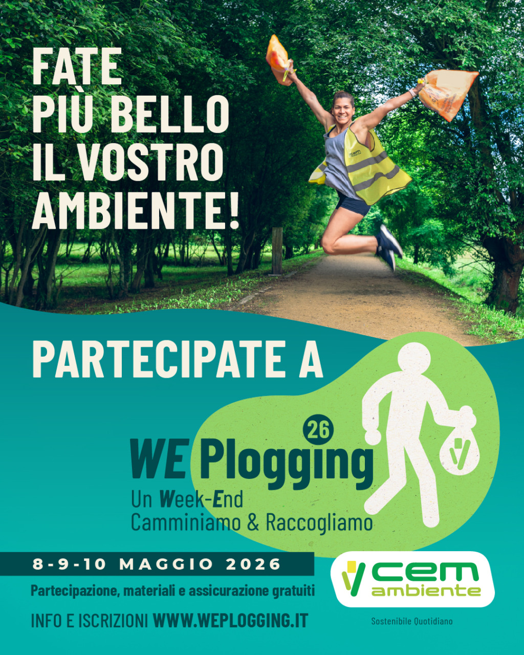 Torna il WE Plogging: il 9 e 10 maggio il territorio si mobilita per l’ambiente