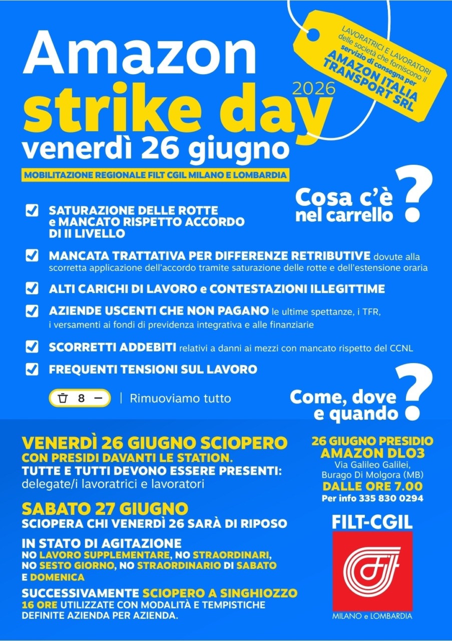 Anche a Monza e in Brianza sciopero e presidio in Amazon