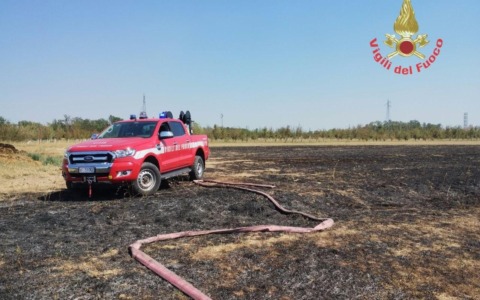 Vasto incendio in un terreno agricolo