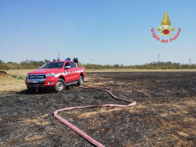 Vasto incendio in un terreno agricolo