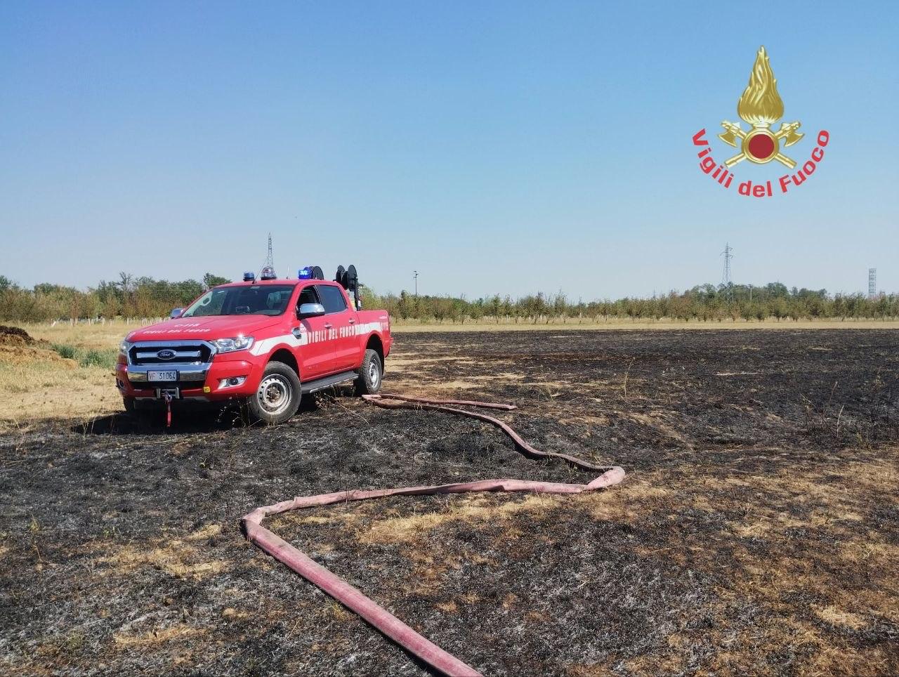 Vasto incendio in un terreno agricolo